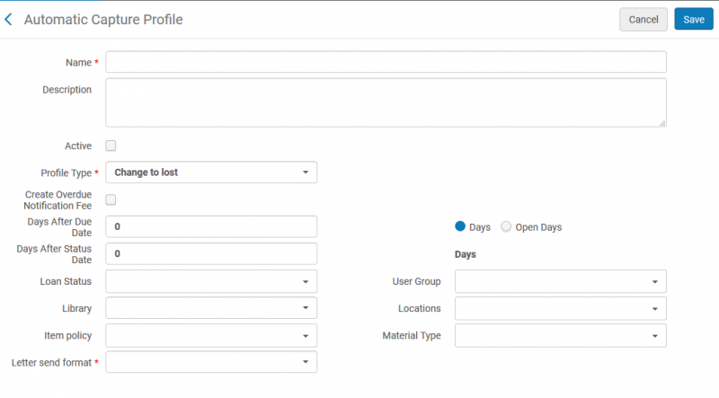 Screenshot shows a blank rule, of the type "Change to Lost".